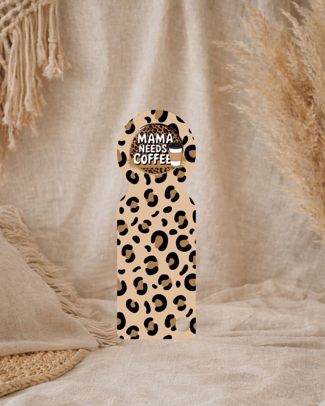 Trolley Token - Mama Needs Coffee Leopard