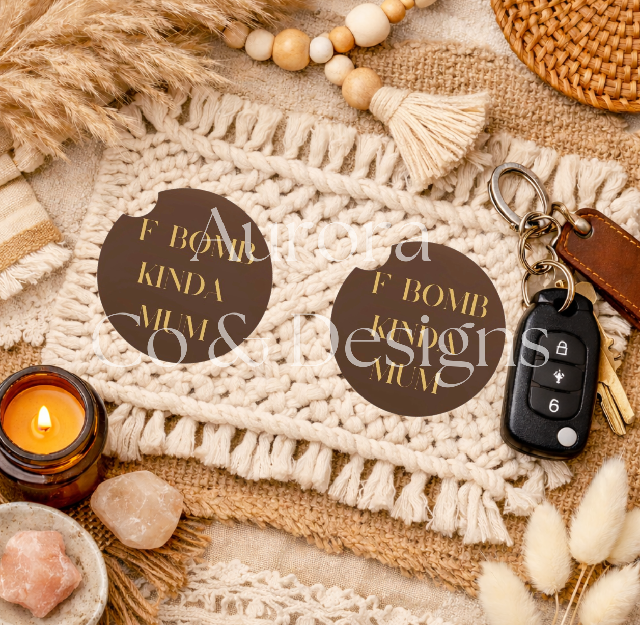 F Bomb, Kinda Mum - Car Coasters