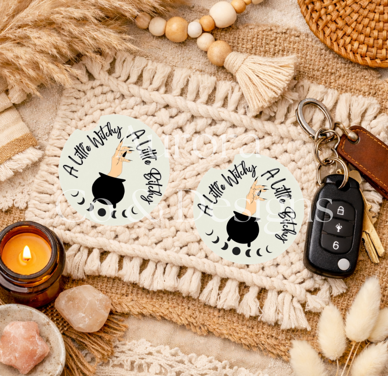 A Little Witchy, A Little Bitchy - Car Coasters