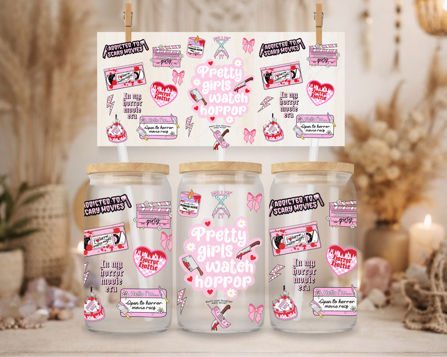 16oz UV DTF - Horror Girly