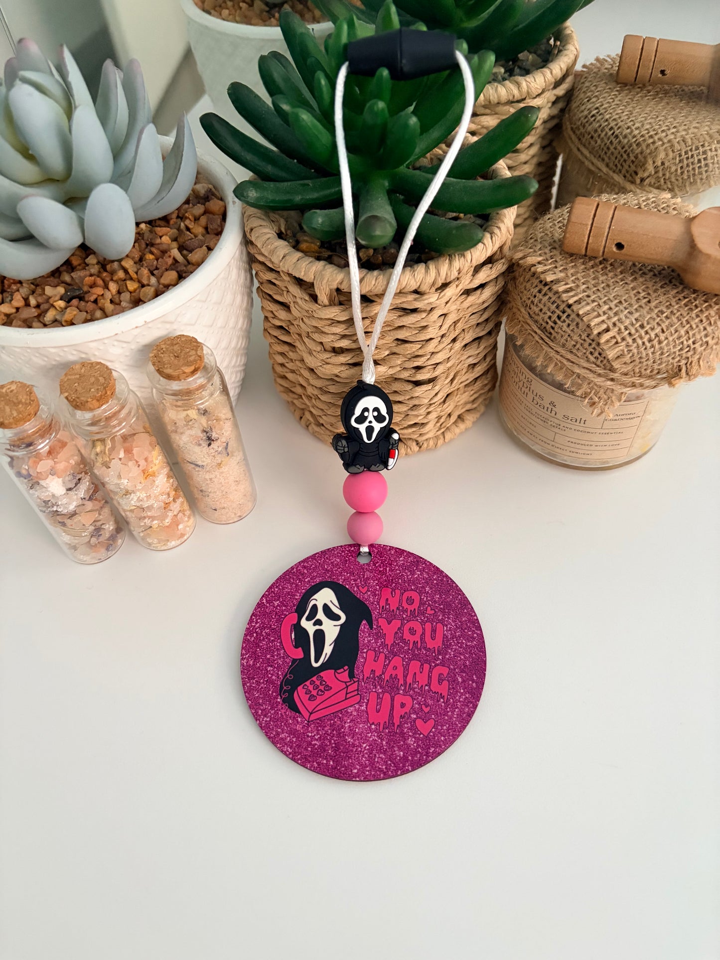 Pre - Made (ghostface car hanger with focal bead)