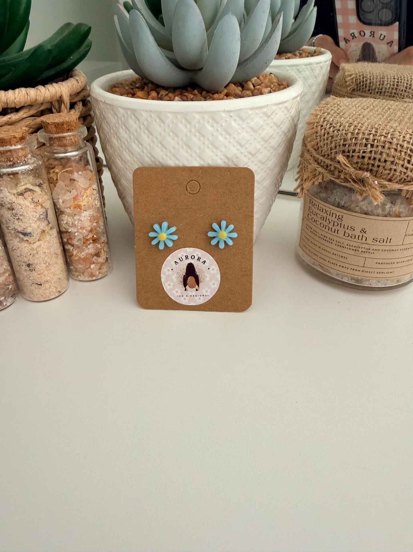 Blue & Yellow Daisy Stud Earrings