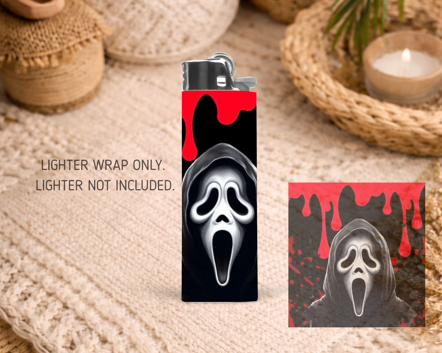 BIC Lighter Wrap #6 - Black Blood Drip Ghostface