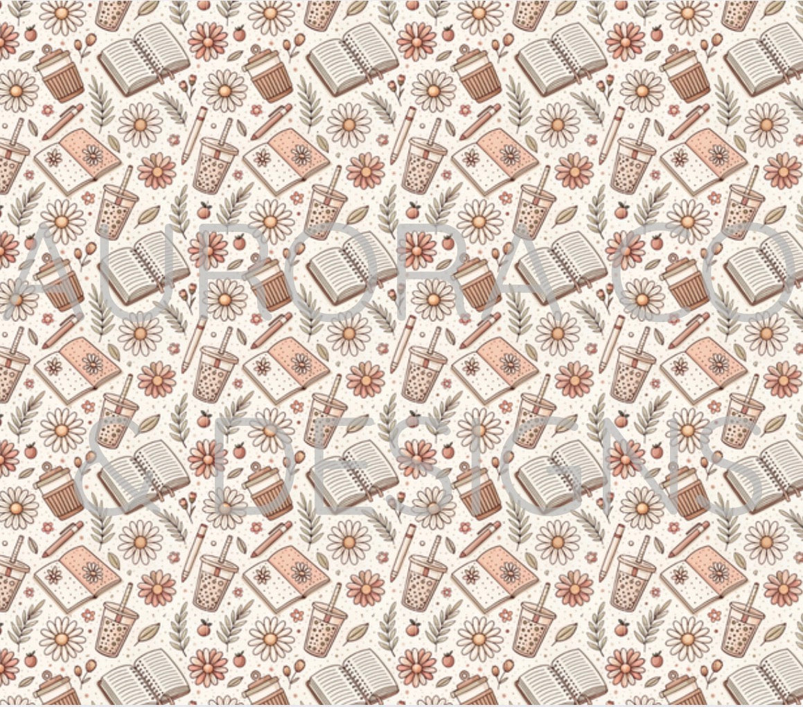 20oz Sublimation Print #36 - Boho Beige Book Lover