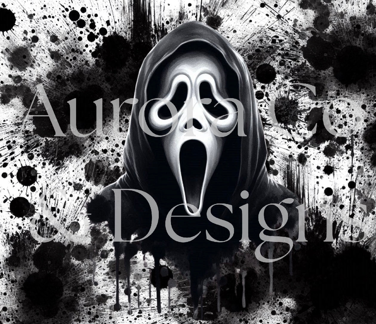 20oz Sublimation Print #2 - Black Splash Ghost Face