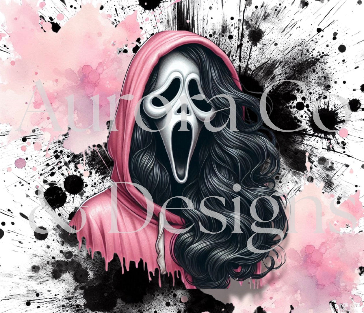 20oz Sublimation Print #3 - Pink Splash Ghost Face