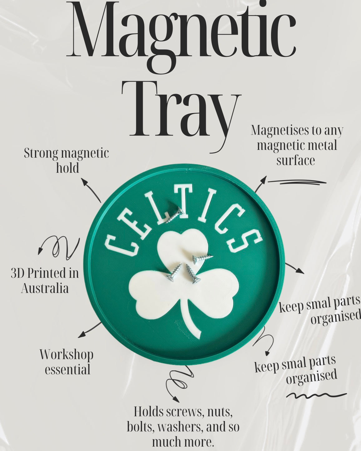 Celtics 3D Printed Magnetic Screw Tray