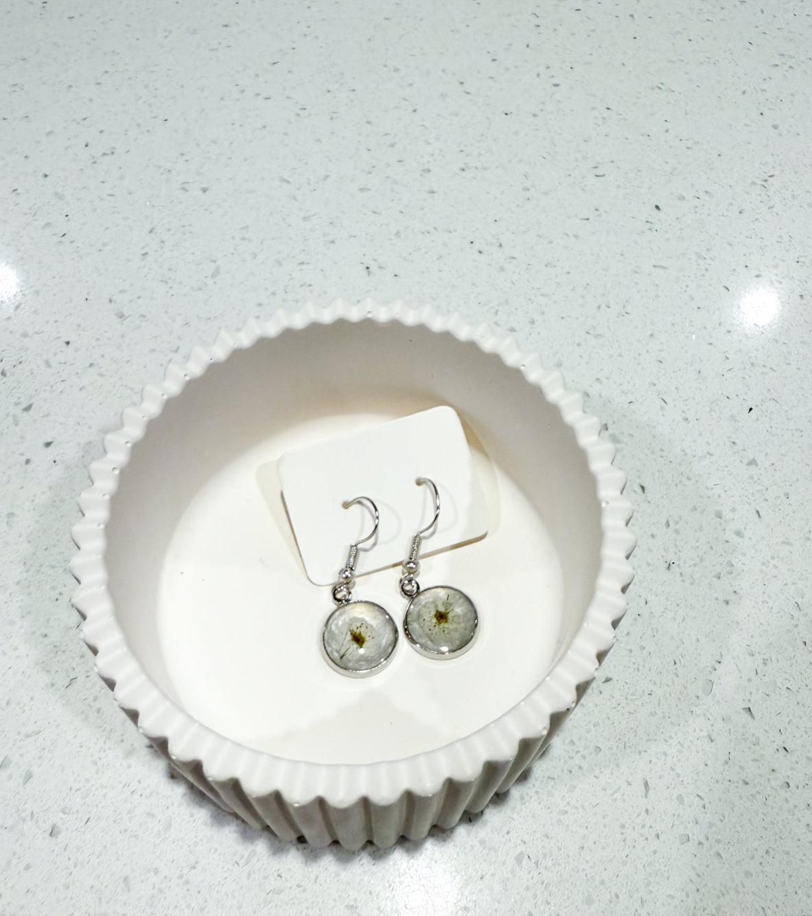 Handmade Earrings - Dried Pearl Flower