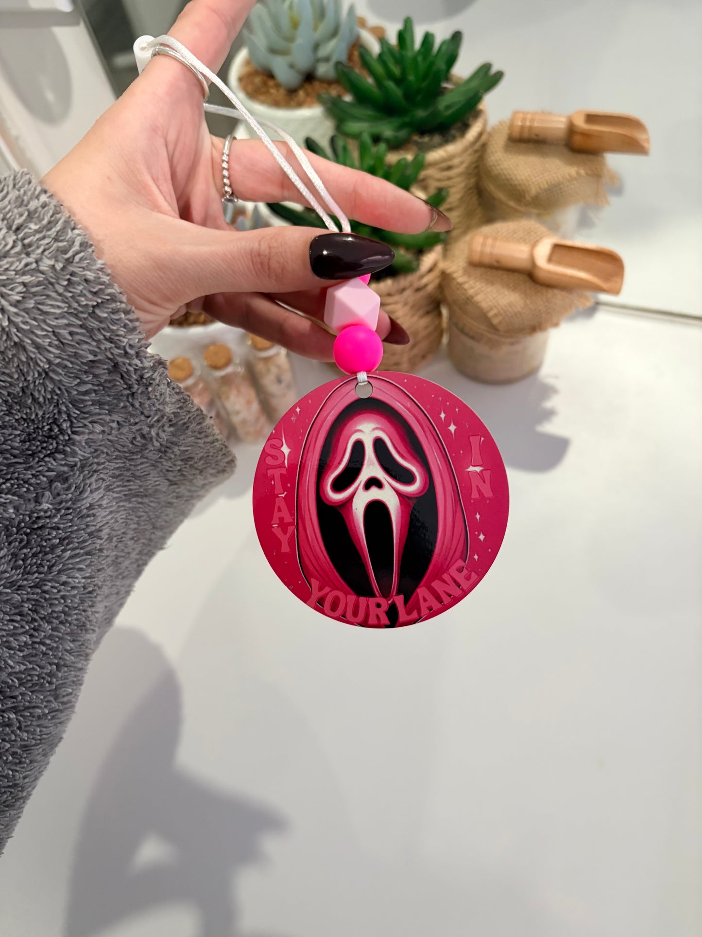 Pre Made - Ghost Face Stay In Your Lane Car Hanger