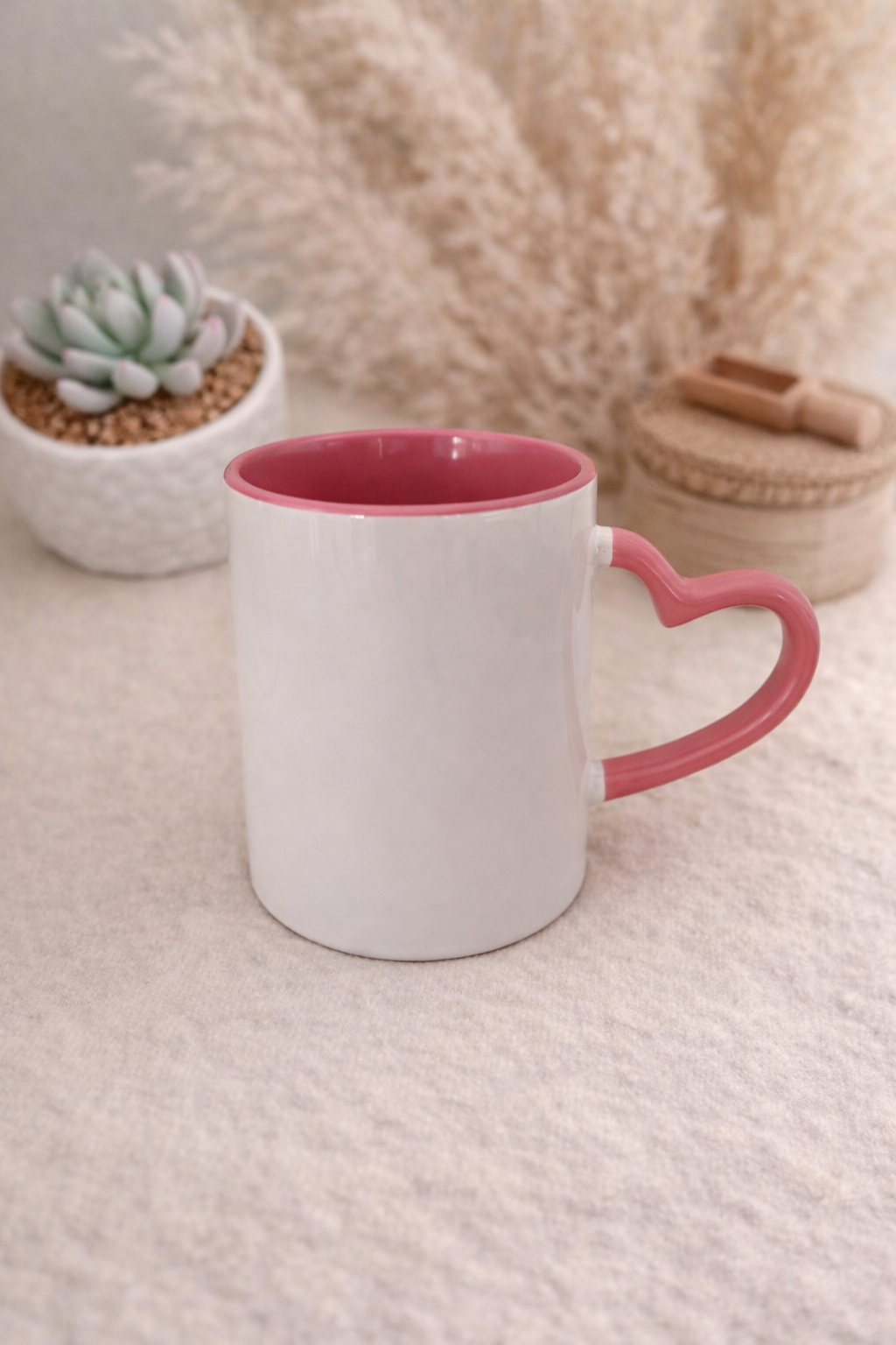 12oz Heart Handle Personalised Mug - Pink