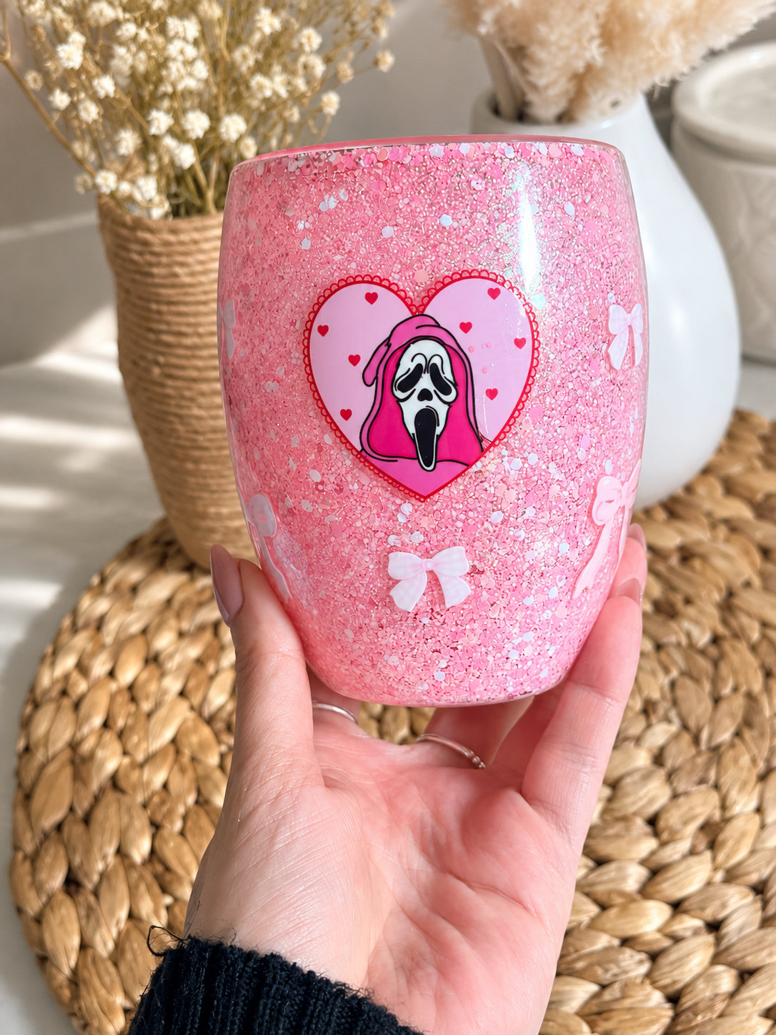 Ghostface Pink Glitter Mug -12oz