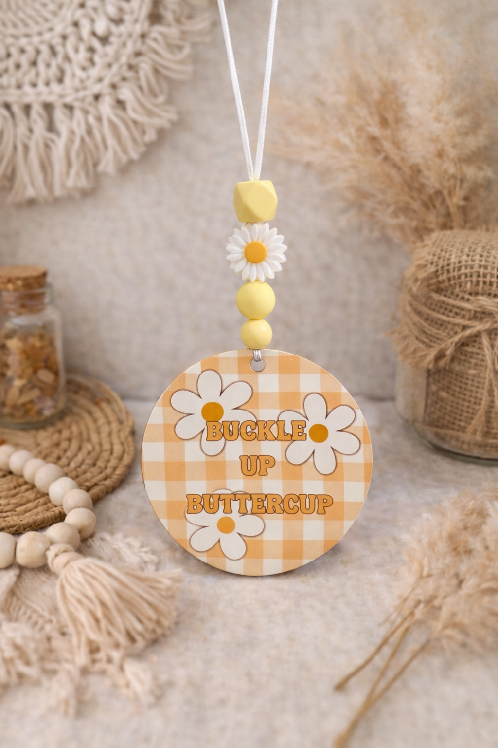 Pre - Yellow Buckle Up Buttercup Daisy Car Hanger
