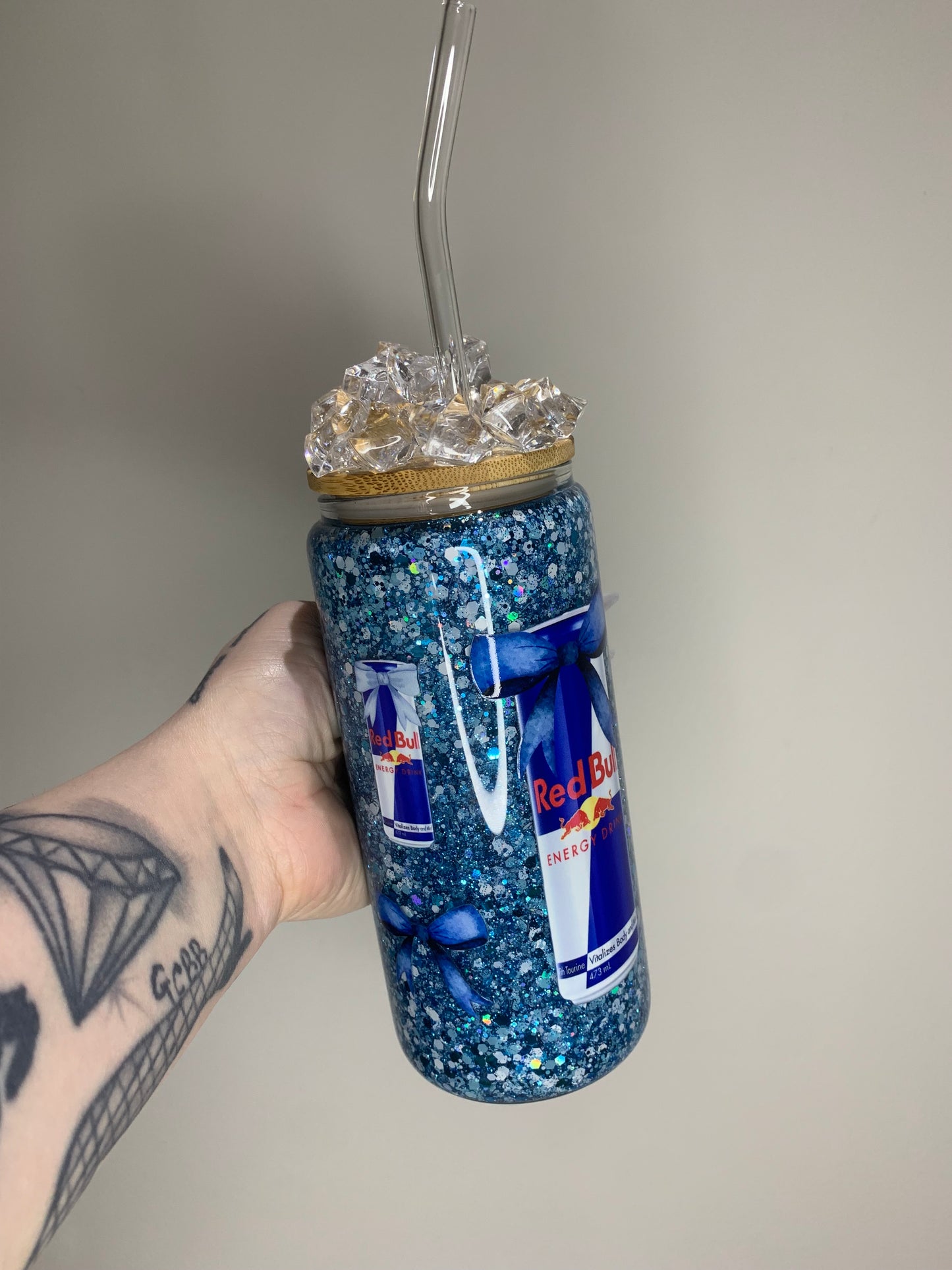 Red Bull Glass Snowglobe Tumbler