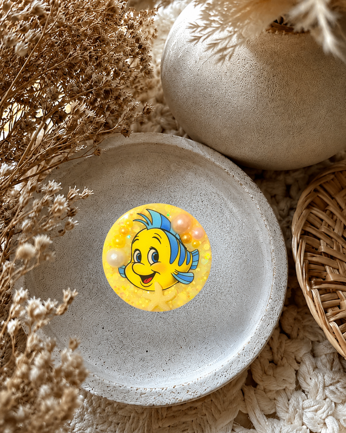 Little Mermaid Flounder | Magnet, Badge Reel or Pop Socket