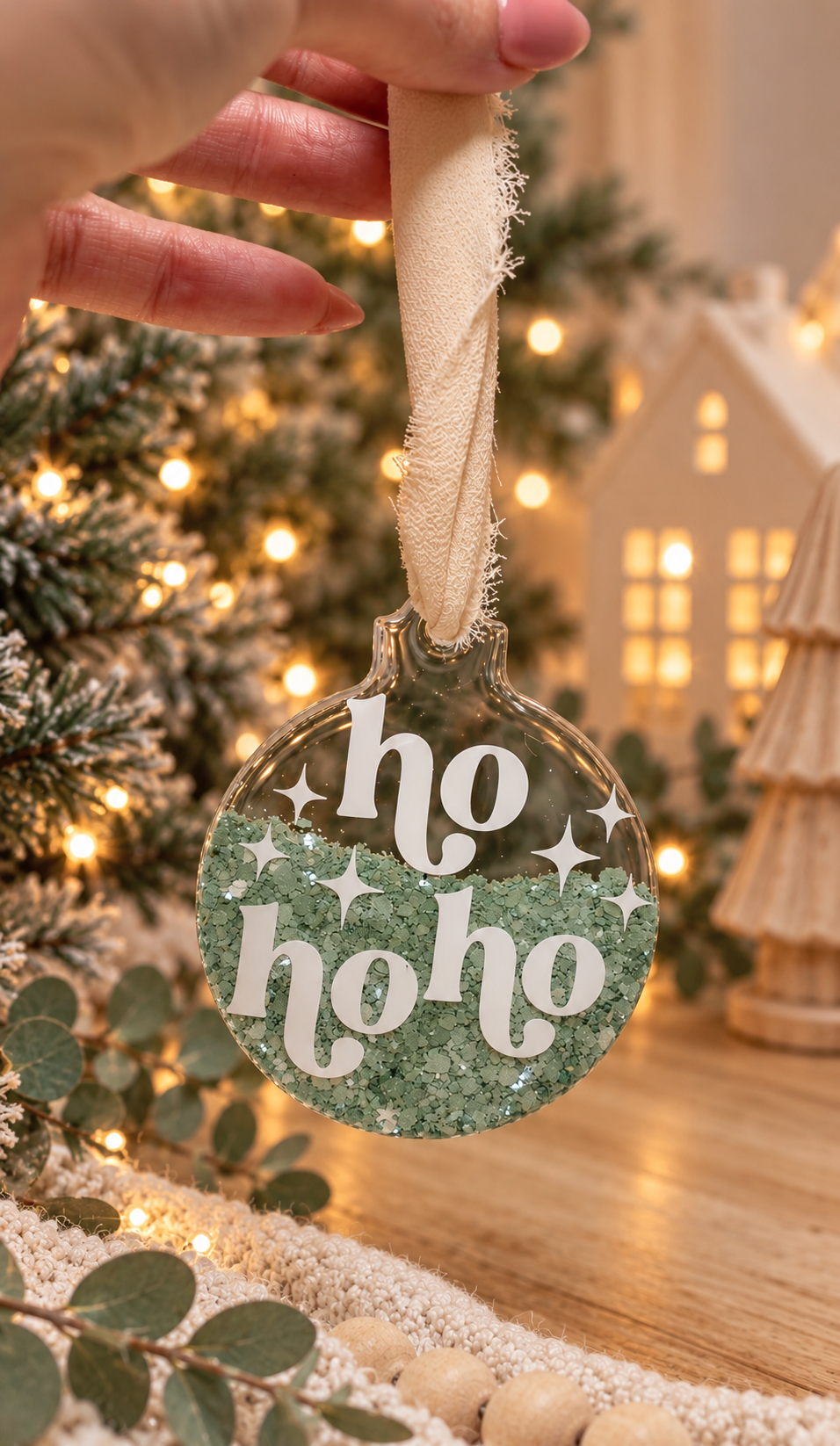 Ho Ho Ho Snow Globe Christmas Ornament