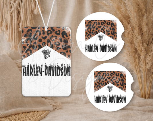 Harley Davidson Leopard - Air Freshener & Car Coasters