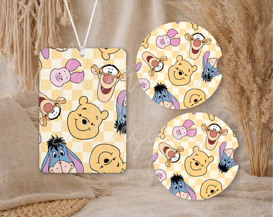 Winnie & Friends - Air Freshener & Car Coasters