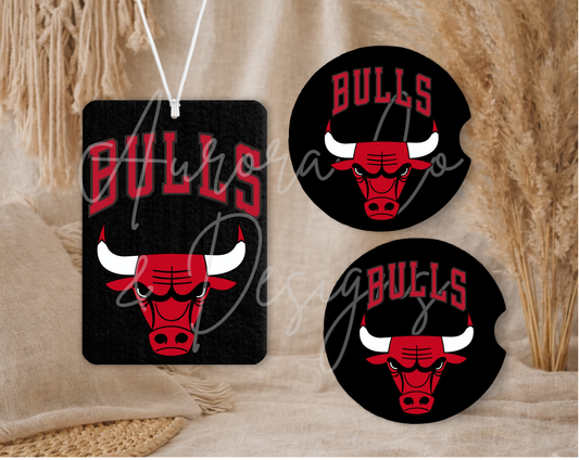 Chicago Bull - Air Freshener & Car Coasters