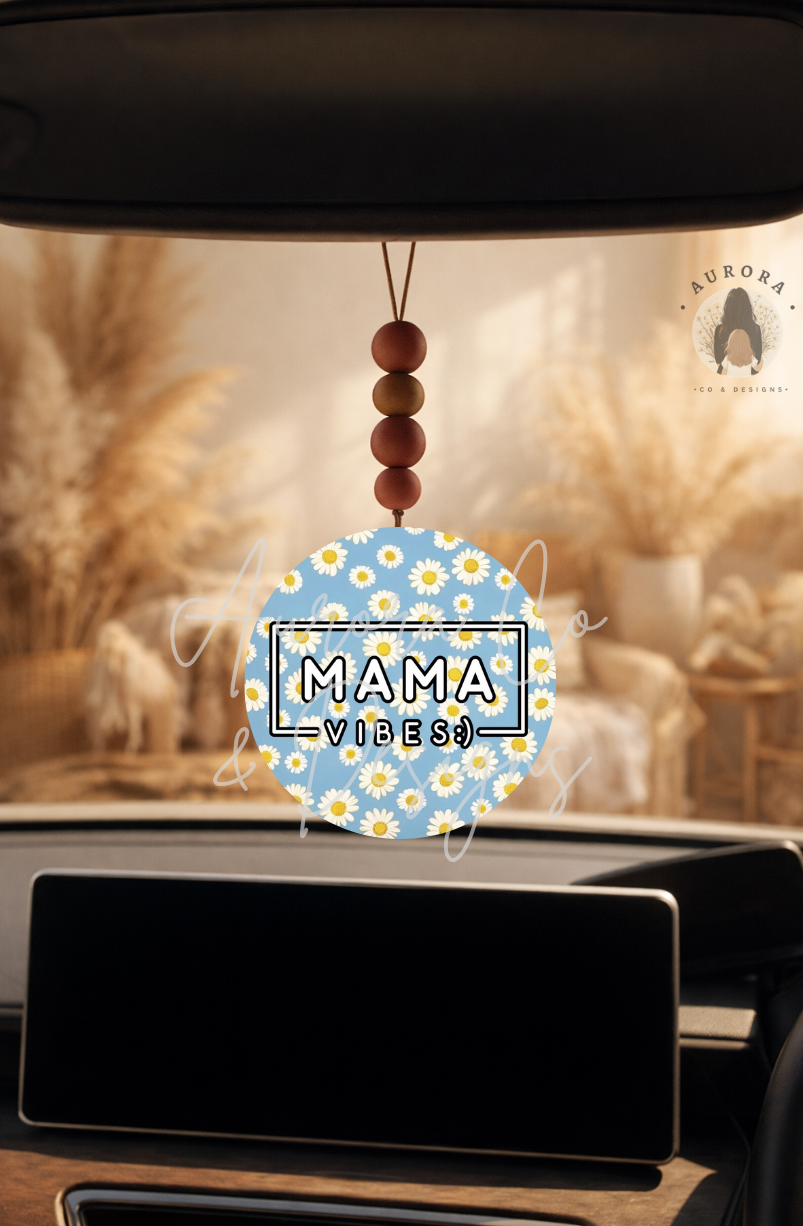 Mama Vibes, Blue Daisy - Car Hanger
