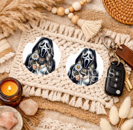 Daisy Ghost Face Car Coaster