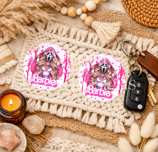 Barbie Ghost Face Car Coaster