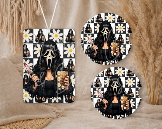 Mama Ghostface - Air Freshener & Car Coasters