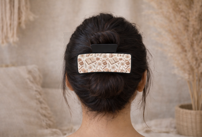 Book, Daisy & Coffee Claw Clip - Medium