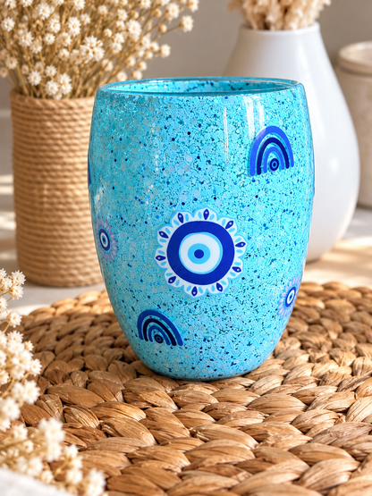 🧿 Evil Eye No-Move Glitter Glass Mug -12oz