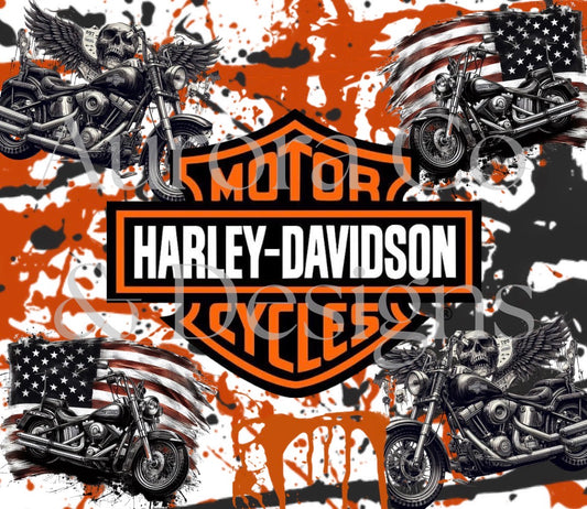 20oz Sublimation Print #13 - Orange Splash Harley Davidson