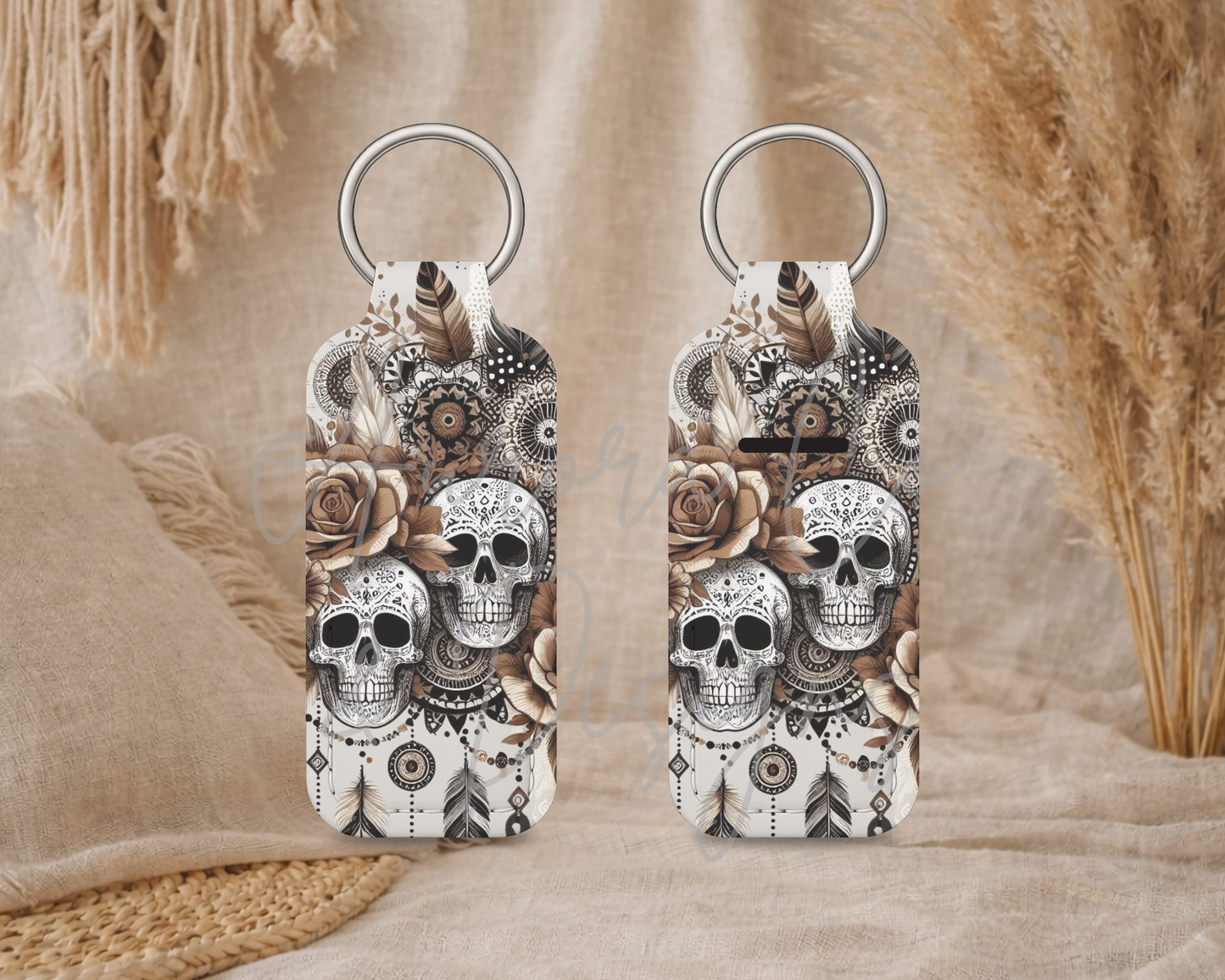 Chapstick Keyring - Boho Skulls