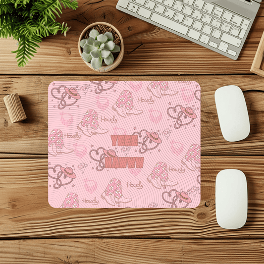 Pink Howdy Cowgirl Mouse Pad
