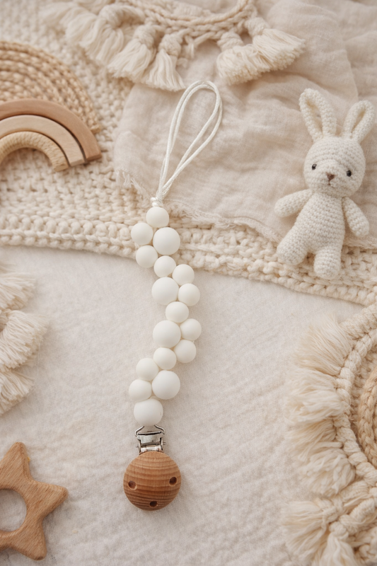 Dummy/Pacifier White Bubble Clip - PRE MADE