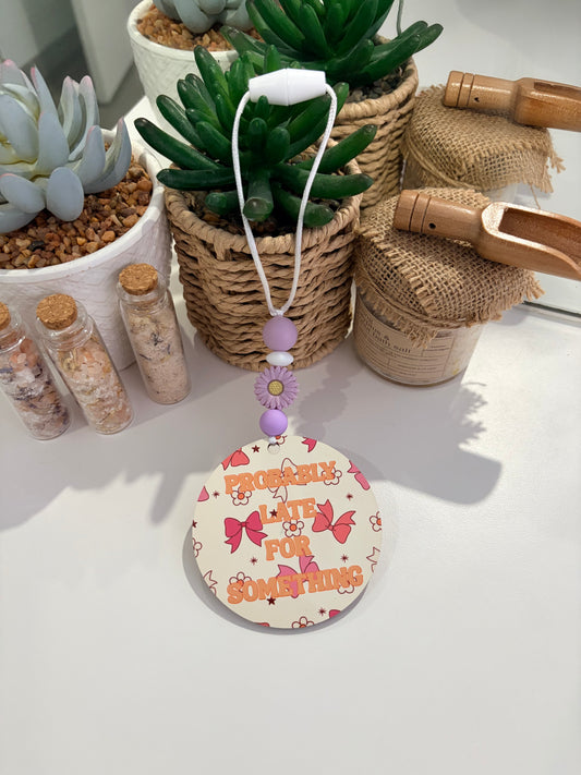 Pre - Probably Running Late For Something Bow Car Hanger