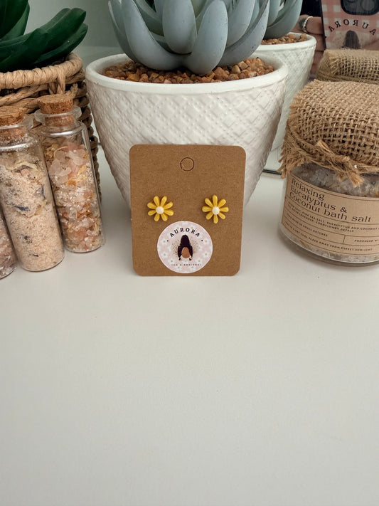 Yellow Daisy Stud Earrings