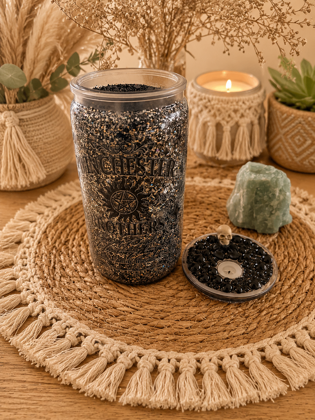 Supernatural No-Move Glitter Tumbler 16oz - Included embellished lid