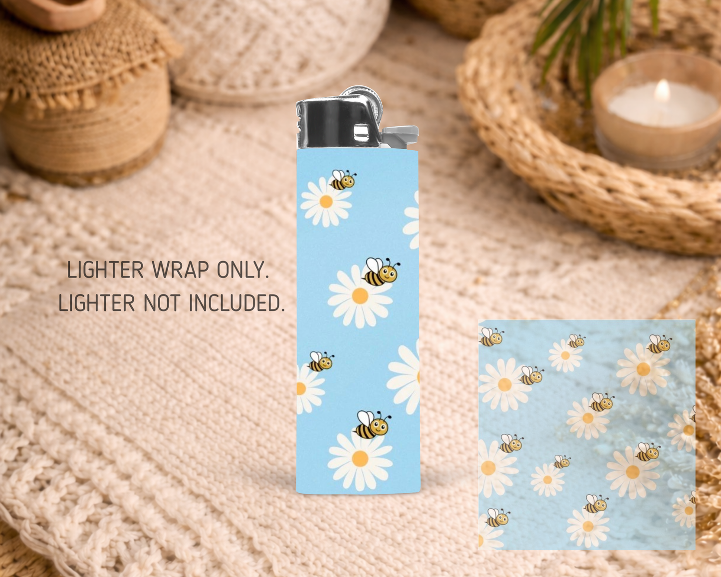 BIC Lighter Wrap #37 - Blue Daisy Bee