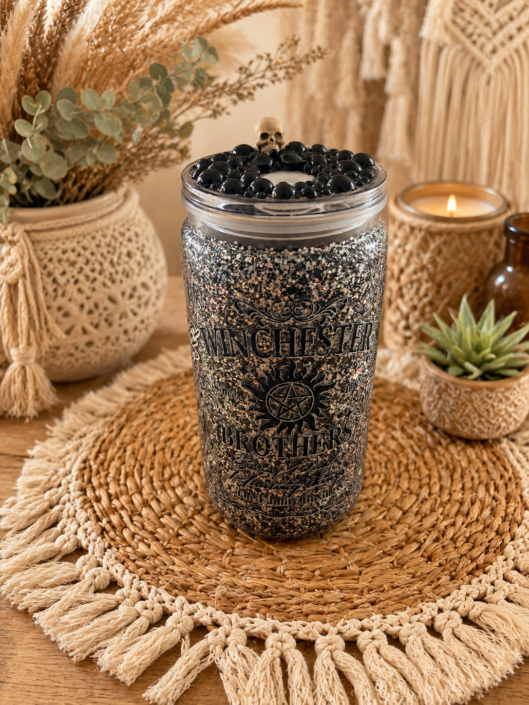 Supernatural No-Move Glitter Tumbler 16oz - Included embellished lid