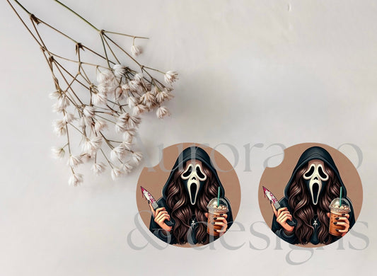 Coffee Ghost Face Car Coaster