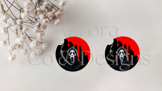 Black Ghost Face Car Coaster