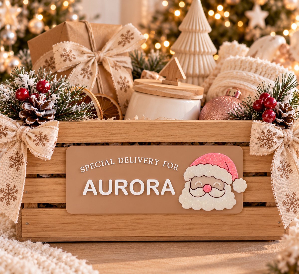 Personalised Christmas Basket Sign – Special Delivery From Santa