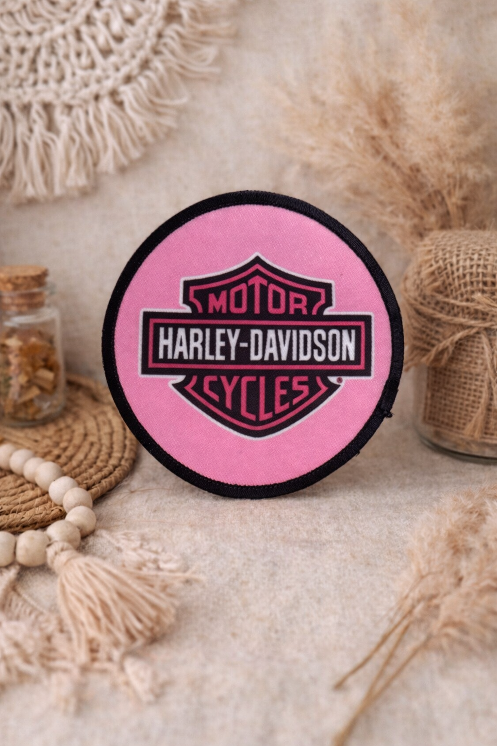 Iron On Patches - Pink Harley