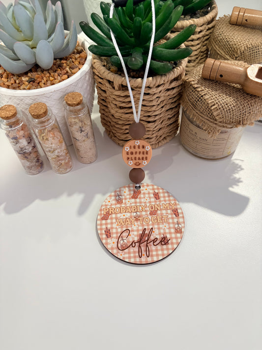 Pre - Made (Ice Coffee car hanger with focal bead)