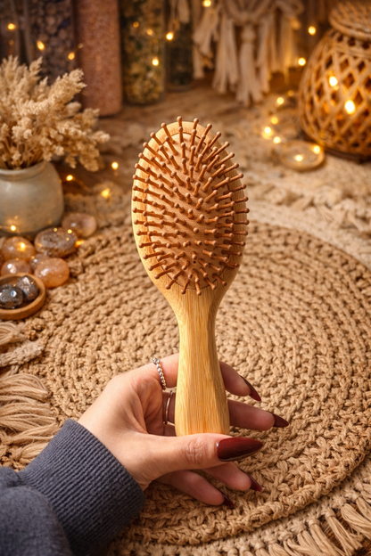 Dried Flower Bamboo Hair Brush 🌸