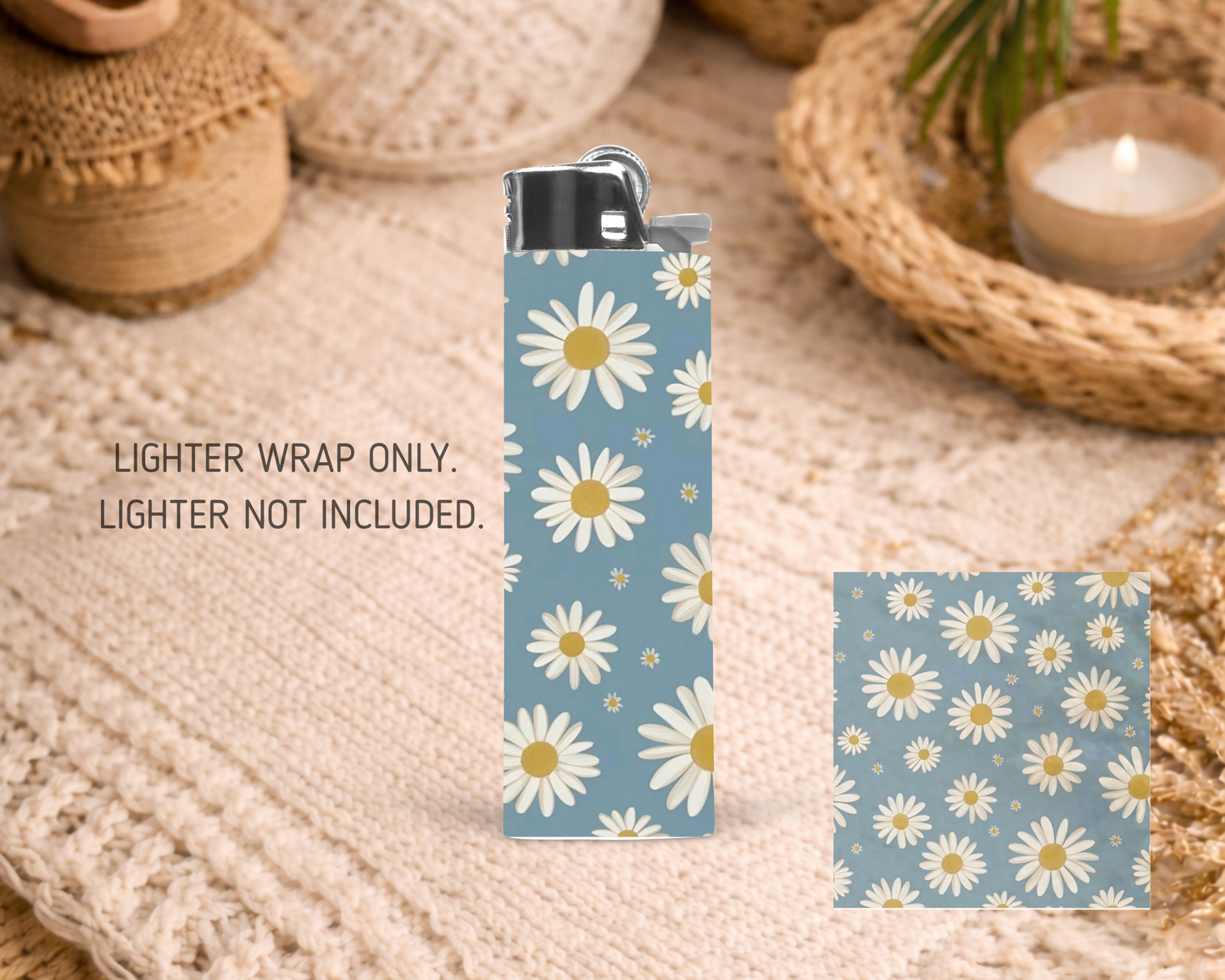 BIC Lighter Wrap #22 - Blue Flowers