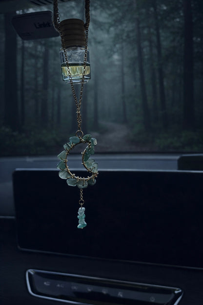 Celestial Moon Green Aventurine Car Hanger