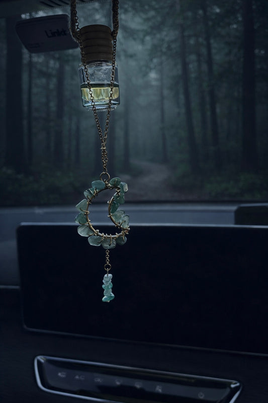 Celestial Moon Green Aventurine Car Hanger