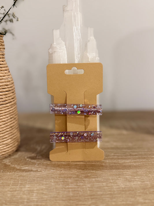 Purple Glitter Hair Clips