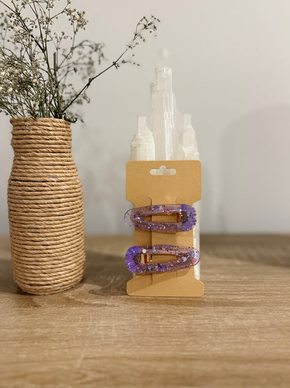 Purple Dried Flower Hair Clip