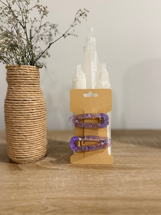 Purple Dried Flower Hair Clip