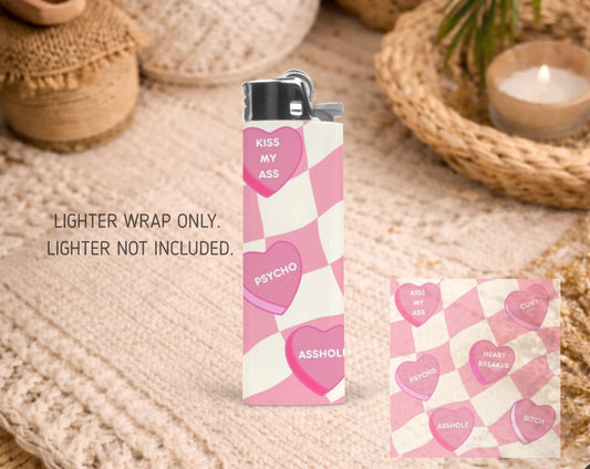 BIC Lighter Wrap #63 - Retro Heart Swear Lollies